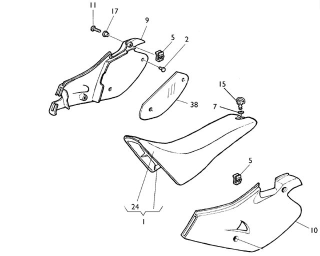 Protetor de calor da tampa lateral do banco Husqvarna TE 2004